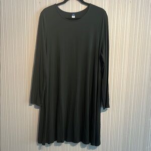 Plus size green Old Navy long sleeve mini swing dress